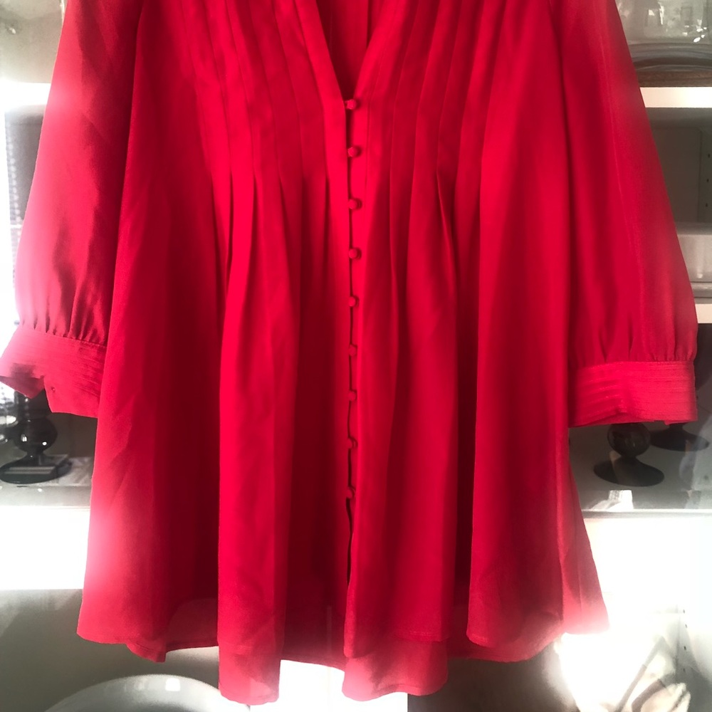 Deep Red Joie Blouse With Pleats And Button Detail - image 2